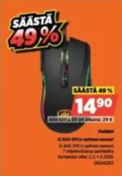 12 800 DPI:n optinen sensori