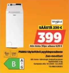 Pääitä täytettävä pyykinpesukone Zen-moottori