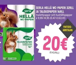 HELLÄ WC-PAPERI 32RLL JA TALOUSPAPERI 16RLL