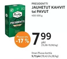 JAUHETUT KAHVIT tai PAVUT