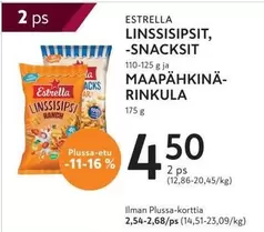 LINSSISIPSIT, -SNACKSIT ja MAAPÄHKINÄ-RINKULA
