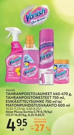 TAHRANPOISTOJAUHEET, TAHRANPOISTONESTEET, ESIKÄSITTELYSUIHKE tai MATONPUHDISTUSVAAHTO