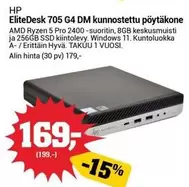 Hp - EliteDesk 705 G4 DM kunnostettu pöytäkone