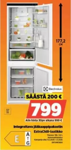 Integroitava jääkaappipakastin ExtraChill-laatikko