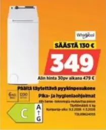 Päältä täytettävä pyykinpesukone