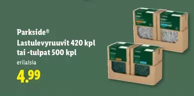 Lastulevyruuvit 420 kpl tai -tulpat 500 kpl