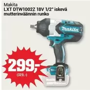 Makita - LXT DTW1002Z 18V 1/2" iskevä mutterinväännin runko