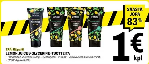 LEMON JUICE & GLYCERINE-TUOTTEITA