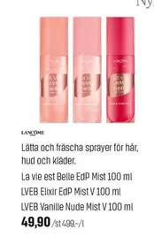 Belle - La vie est EdP Mist 100 ml, LVEB Elixir EdP Mist V 100 ml, LVEB Vanille Nude Mist V 100 ml