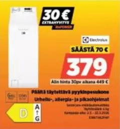 Päältä täytettävä pyykinpesukone