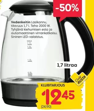 Vedenkeitin Lasikannu