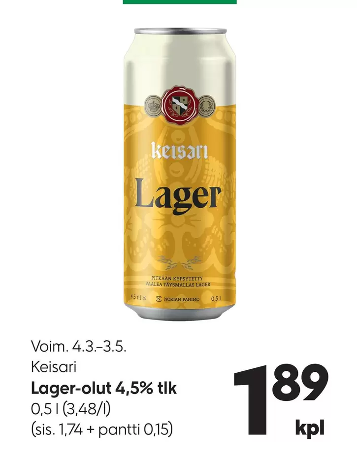 Lager-olut 4,5% tlk