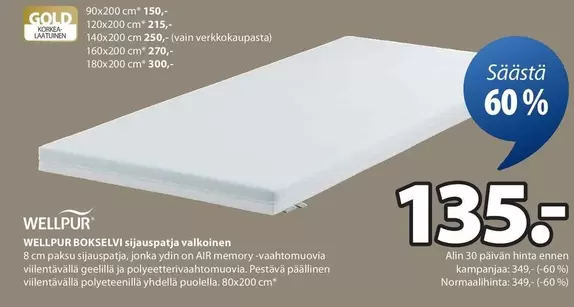 BOKSELVI sijauspatja valkoinen