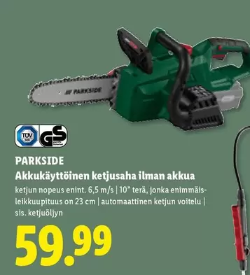 Akkukäyttöinen ketjusaha ilman akkua