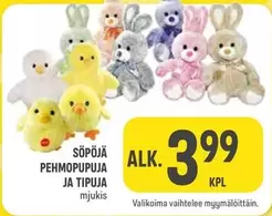 Söpöjä pehmoPupuja ja tipuja