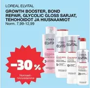 GROWTH BOOSTER, BOND REPAIR, GLYCOLIC GLOSS SARJAT, TEHOHOIDOT JA HIUSNAAMIOT