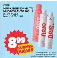 HIUSKIINNE 500 ML TAI MUOTOVAАHTO 200 ML
