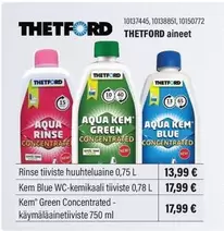 Aqua Rinse Concentrated, Aqua Kem Green Concentrated, Aqua Kem Blue Concentrated