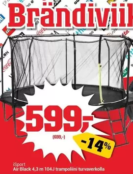 Air Black 4,3 m 104J trampoliini turvaverkolla