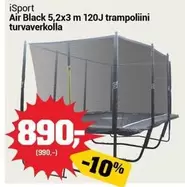 Air Black 5,2x3 m 120J trampoliini turvaverkolla