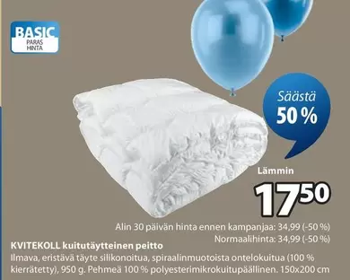 KVITEKOLL kuitutäytteinen peitto
