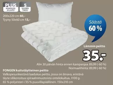 Fongen kuitutäytteinen peitto