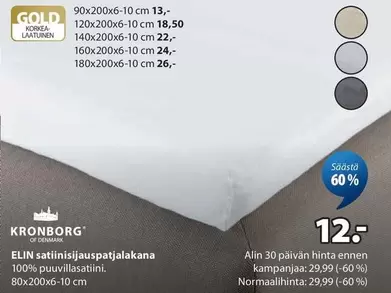 ELIN satiinisijauspatjalakana 100% puuvillasatiini