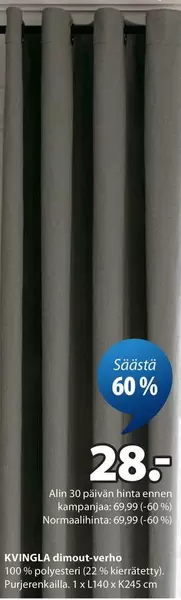 KVINGLA dimout-verho