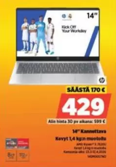 Hp - 14" Kannettava Kevyt 1,4 kg muotollu