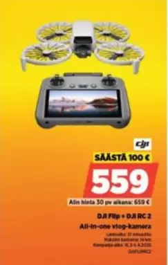 DJI -  Flip +  RC 2 All-in-one vlog-kamera