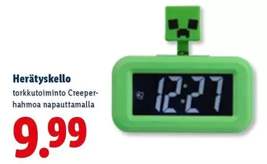Herätyskello torkkutoiminto Creeper-hahmoa napauttamalla