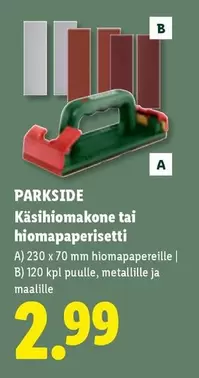 Käsishiomakone tai hiomapaperisetti