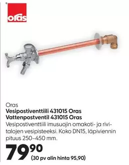 Vesipostiventtiili 431015 / Vattenpostventil 431015