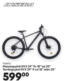 Maastopyörä NYX 29" 9v 18" tai 20" / "Terrängcykel NYX 29" 9 vxl 18" eller 20"