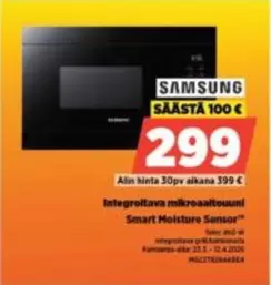 Integroitava mikroaalto-uuni Smart Moisture Sensor