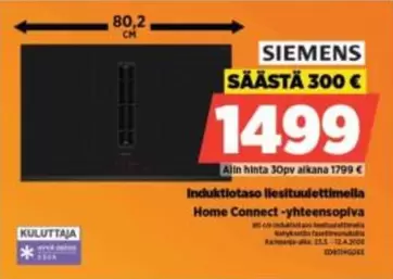 Siemens - Induktiotaso liesituulettimella