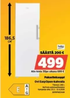 Ovi EasyOpen-kahvallla Pakastinkaappi