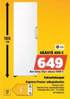 Pakastinkaappi Express Freeze -pilpakastustus