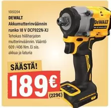 Dewalt - Akkumutterinväännin runko 18 V DCF922N-XJ