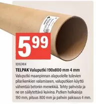 TELPAK Valuputki 190x800 mm 4 mm
