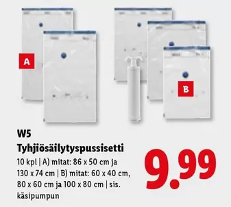 Tyhjiösäilytyspussisetti