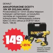 Dewalt - AKKUPORAKONE DCD771 18V XR 2X2,0AH AKKU