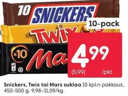 Snickers - , Twix tai Mars suklaa