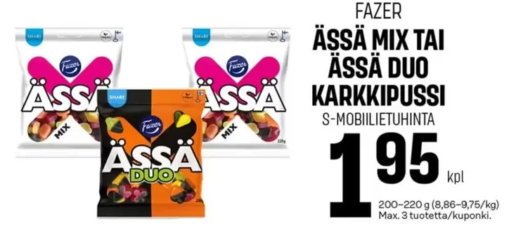 ÄSSÄ MIX TAI ÄSSÄ DUO KARKKIPUSSI