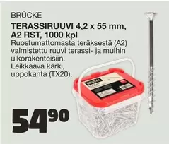 RST - TERASSIRUUVI 4,2 x 55 mm, A2 , 1000 kpl
