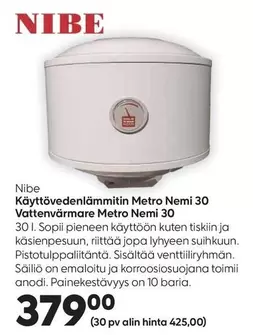 Nibe - Käyttövedenlämmitin Metro Nemi 30