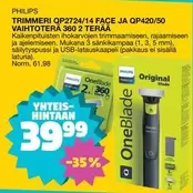 Original - TRIMMERI QP2724/14 FACE JA QP420/50 VAIHTOTERÄ 360 2 TERÄÄ