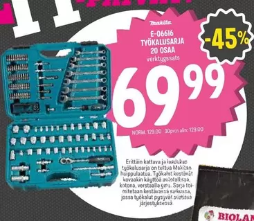 Makita - E-06616 TYÖKALUSARJA 20 OSAA