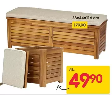 Wooden storage bench with cushion