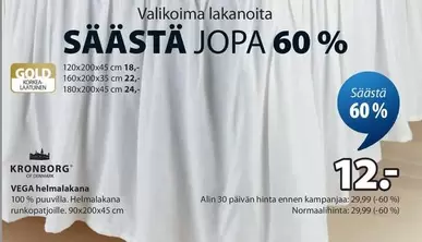 Valikoima lakanoita